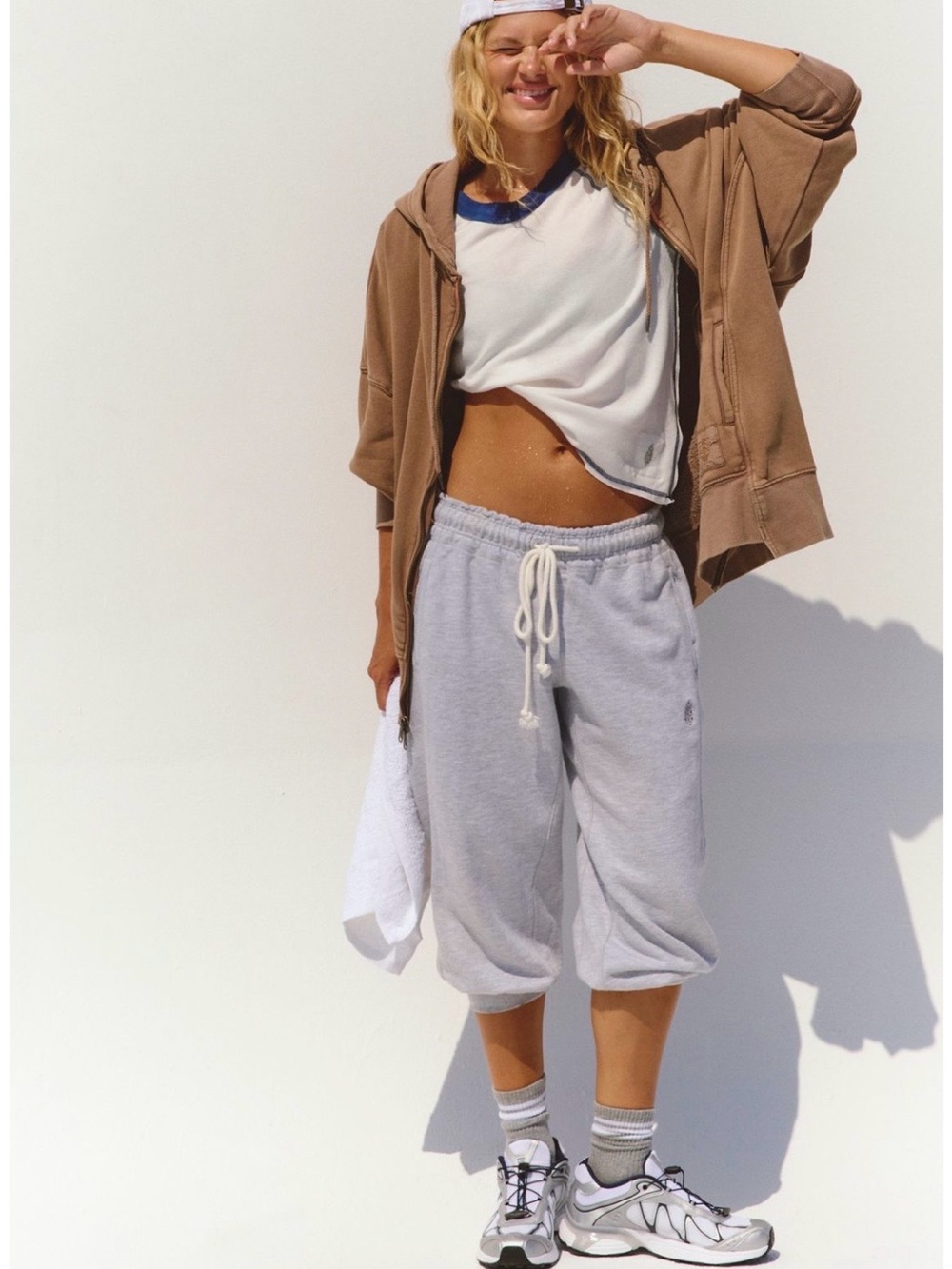 Free People FP movement - Sprint To The Finish Zip-Up Hoodie - Large in Hickory - Picture 3 of 4